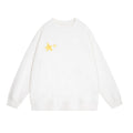 Casual Fleece-Lined White Pure Cotton Sweatshirt