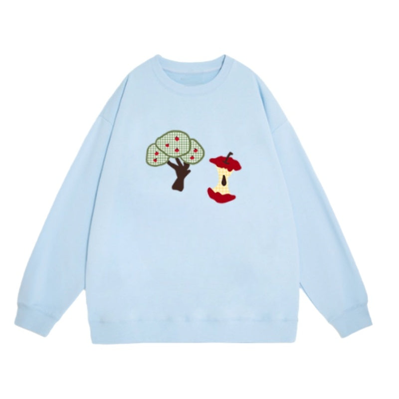 Creative Apple Illustration Blue Sweatshirt