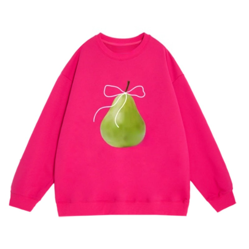 Pear Print Rose-Red Sweatshirt