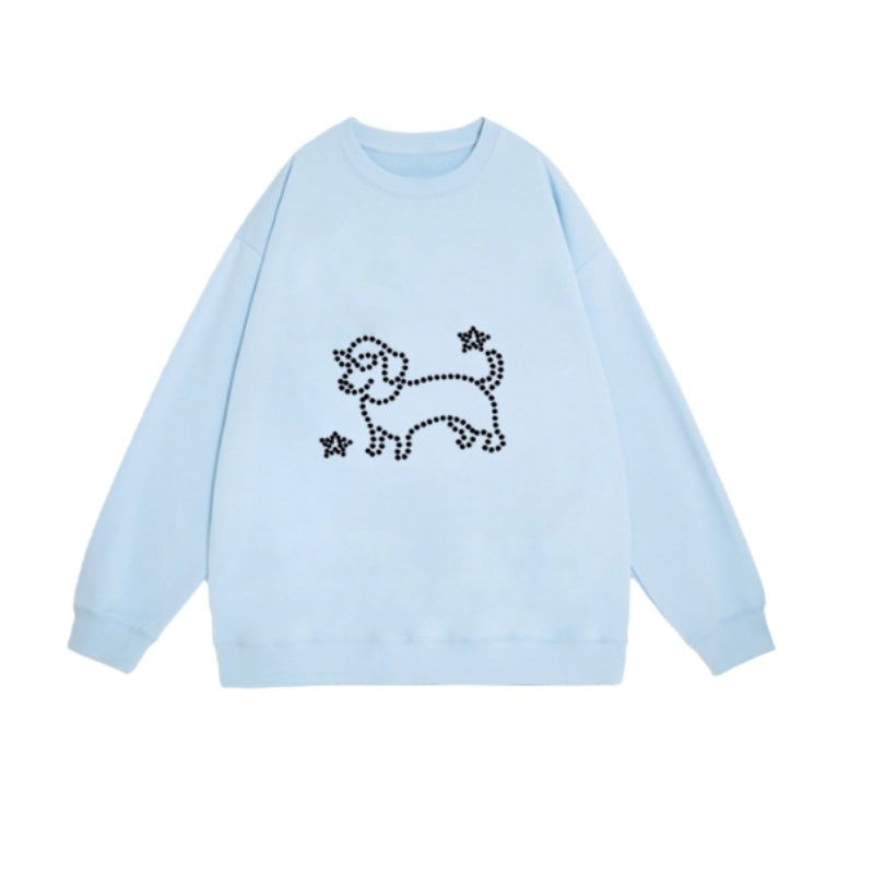 Polka Dot And Striped Blue Sweatshirt