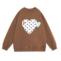 Heart-Print Polka Dot Pullover Casual Sweatshirt